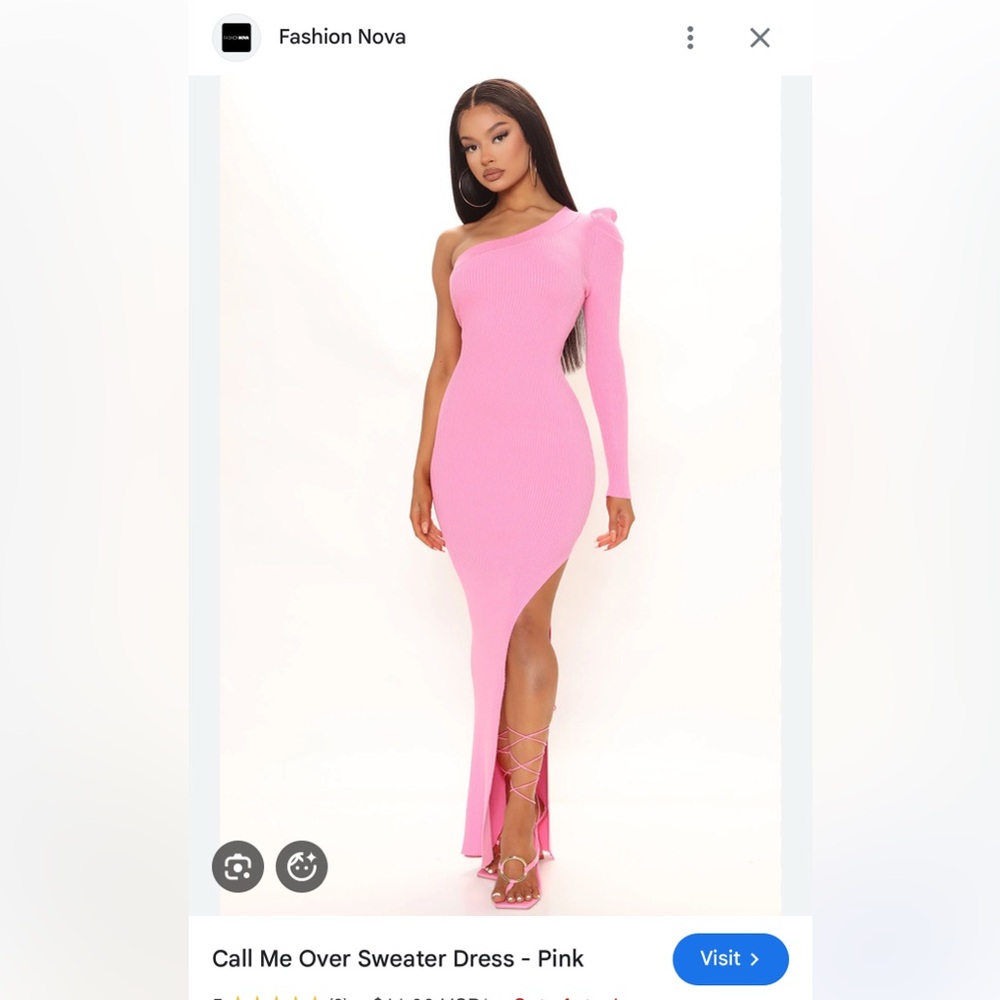 Fashion Nova Call Me Over Elegant Pink One-Shoulder Sweater Dress, NWOT, XS